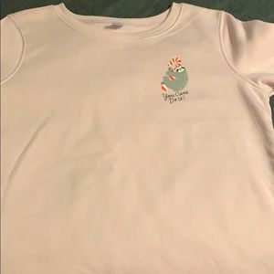 Pink sloth crew neck